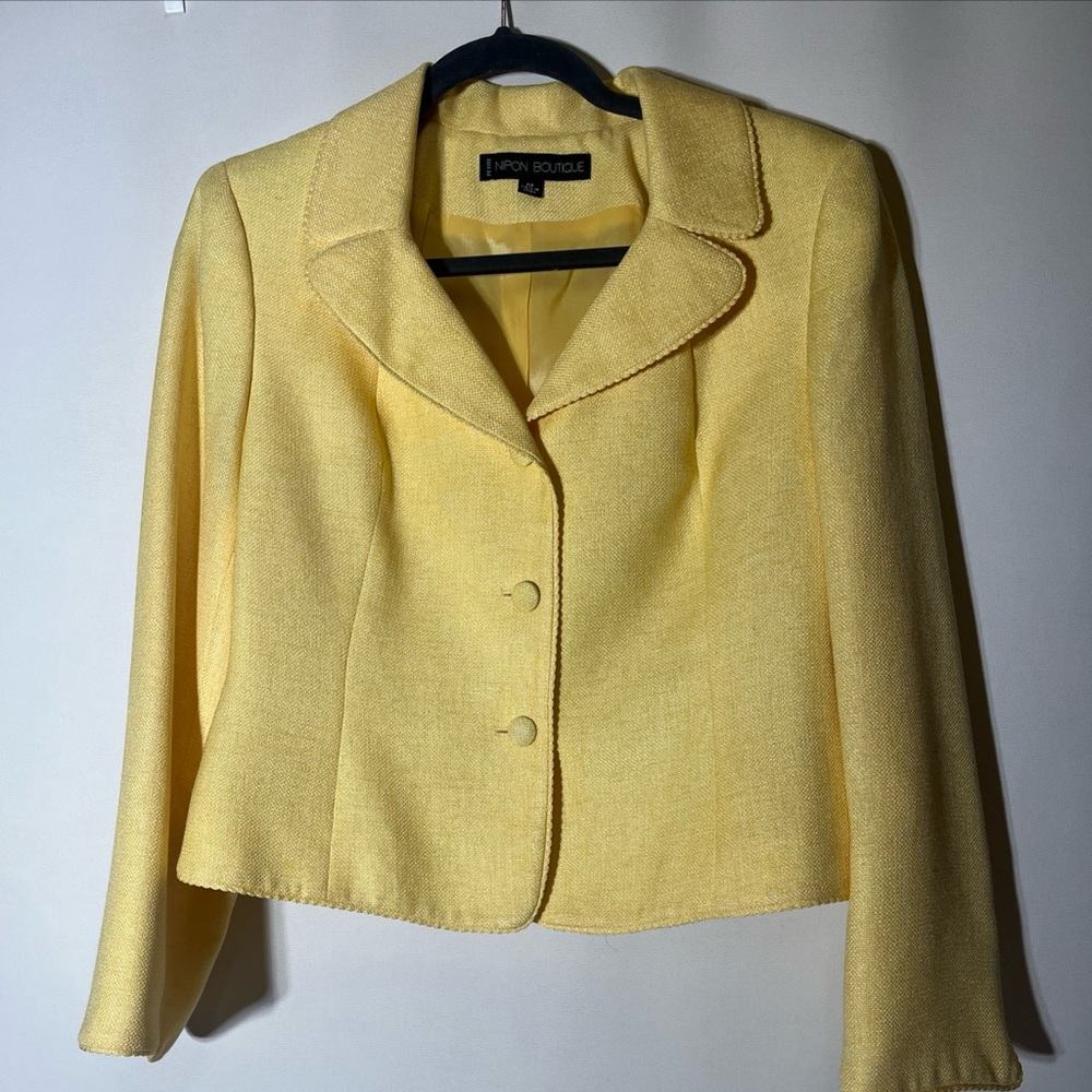 Nipon Boutique Yellow Blazer Tailored Suit Jacket